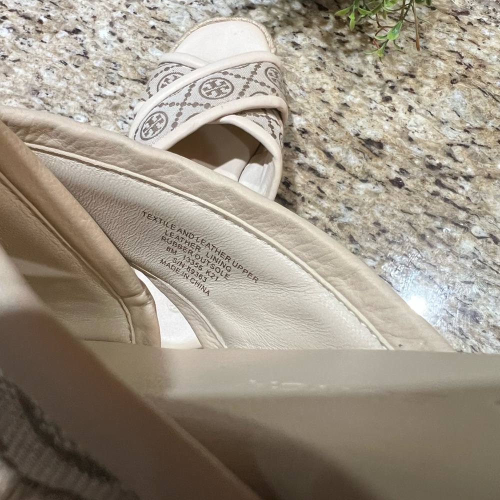 Tory Burch T Monogram Crossband Espadrille Sandals 8M - Picture 7 of 12